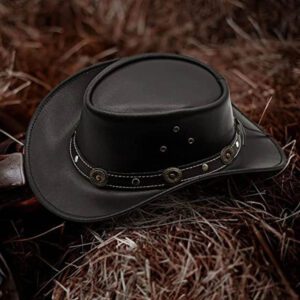 Hadzam Black Leather Cowboy Hats