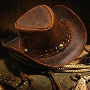 Hadzam Brown Leather Cowboy Hats