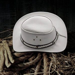 Hadzam White Leather Cowboy Hats
