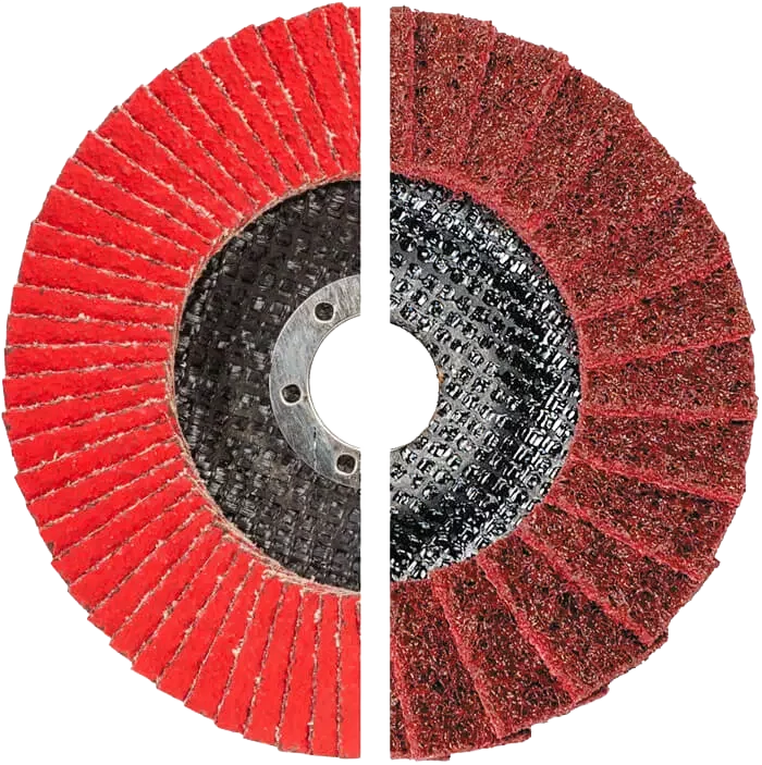 Cibo RCD flap disc combining abrasive cloth and surface-conditioning material